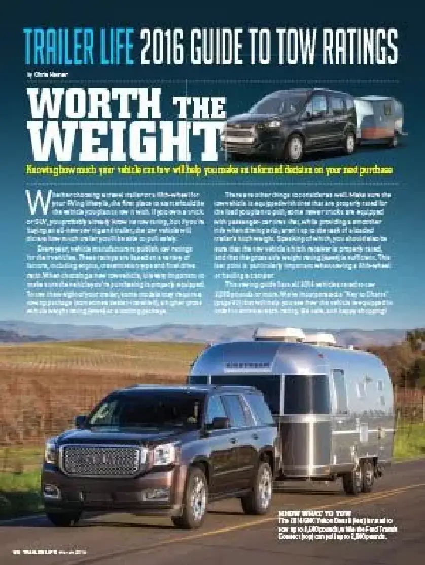 trailer life 2016 guide to tow ratings