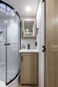 2027 Forest River Flagstaff Micro Lite 22FBS Couples Travel Trailer Interior Image