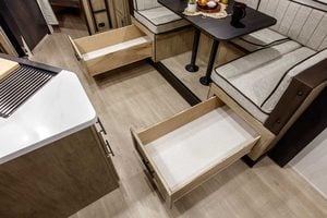 2027 Forest River Cherokee Grey Wolf Black Label 23DBHBL Bunkhouse Travel Trailer Interior Image
