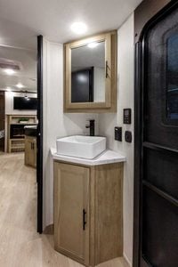 2027 Forest River Cherokee Grey Wolf Black Label 23DBHBL Bunkhouse Travel Trailer Interior Image