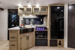 2027 Forest River Cherokee Grey Wolf Black Label 23DBHBL Bunkhouse Travel Trailer Interior Image