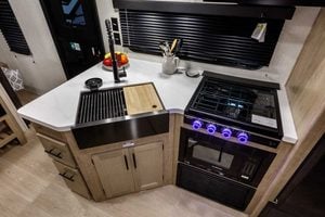 2027 Forest River Cherokee Grey Wolf Black Label 23DBHBL Bunkhouse Travel Trailer Interior Image