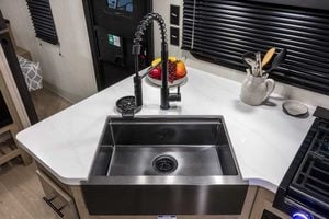2027 Forest River Cherokee Grey Wolf Black Label 23DBHBL Bunkhouse Travel Trailer Interior Image