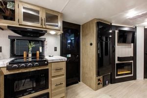 2027 Forest River Cherokee Grey Wolf 27GH Front Kitchen Travel Trailer Interior Image