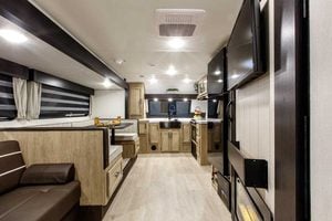 2027 Forest River Cherokee Grey Wolf 27GH Front Kitchen Travel Trailer Interior Image