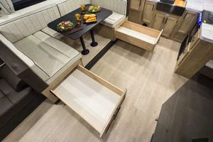 2027 Forest River Cherokee Grey Wolf 27GH Front Kitchen Travel Trailer Interior Image