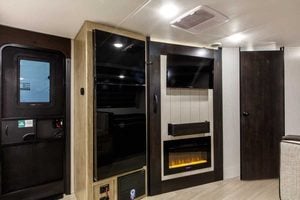 2027 Forest River Cherokee Grey Wolf 27GH Front Kitchen Travel Trailer Interior Image
