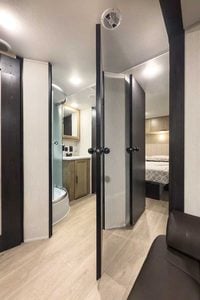 2027 Forest River Cherokee Grey Wolf 27GH Front Kitchen Travel Trailer Interior Image