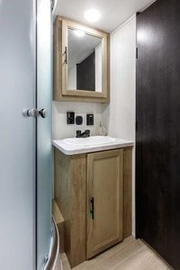 2027 Forest River Cherokee Grey Wolf 27GH Front Kitchen Travel Trailer Interior Image