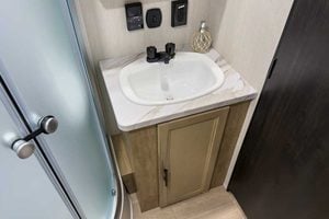 2027 Forest River Cherokee Grey Wolf 27GH Front Kitchen Travel Trailer Interior Image