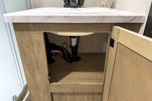 2027 Forest River Cherokee Grey Wolf 27GH Front Kitchen Travel Trailer Interior Image