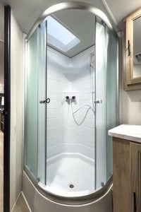 2027 Forest River Cherokee Grey Wolf 27GH Front Kitchen Travel Trailer Interior Image