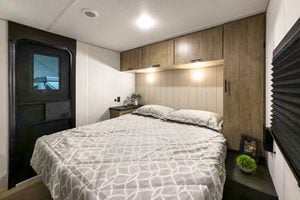 2027 Forest River Cherokee Grey Wolf 27GH Front Kitchen Travel Trailer Interior Image