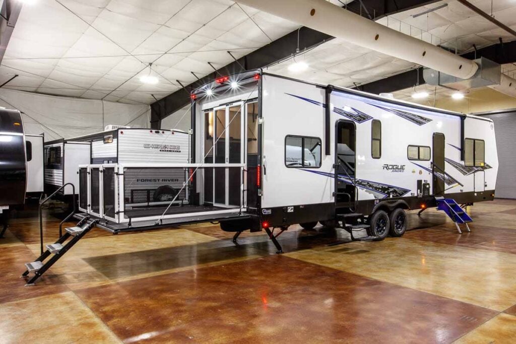 2027 Forest River Rogue Armored 351G2 Fifth Wheel Toy Hauler Enterior Image