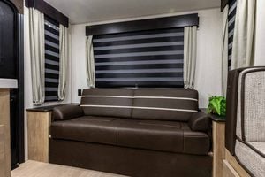 2026 Forest River Cherokee Grey Wolf Black Label 23MKBL Couples Travel Trailer Interior Image