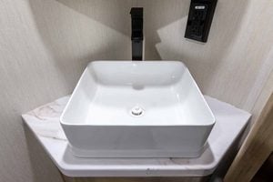 2026 Forest River Cherokee Grey Wolf Black Label 23MKBL Couples Travel Trailer Interior Image