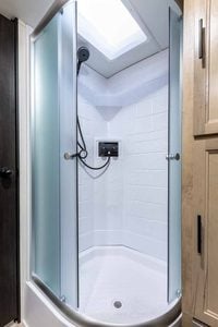 2026 Forest River Cherokee Grey Wolf Black Label 23MKBL Couples Travel Trailer Interior Image