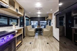 2027 Forest River Cherokee Grey Wolf Black Label 24RRTBL Toy Hauler Travel Trailer Interior Image