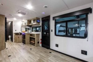 2027 Forest River Cherokee Grey Wolf Black Label 24RRTBL Toy Hauler Travel Trailer Interior Image