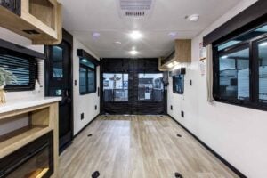 2027 Forest River Cherokee Grey Wolf Black Label 24RRTBL Toy Hauler Travel Trailer Interior Image