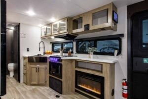 2027 Forest River Cherokee Grey Wolf Black Label 24RRTBL Toy Hauler Travel Trailer Interior Image