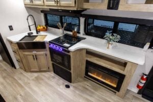 2027 Forest River Cherokee Grey Wolf Black Label 24RRTBL Toy Hauler Travel Trailer Interior Image