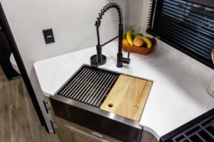 2027 Forest River Cherokee Grey Wolf Black Label 24RRTBL Toy Hauler Travel Trailer Interior Image