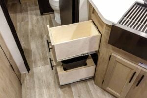 2027 Forest River Cherokee Grey Wolf Black Label 24RRTBL Toy Hauler Travel Trailer Interior Image
