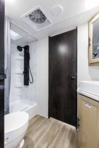 2027 Forest River Cherokee Grey Wolf Black Label 24RRTBL Toy Hauler Travel Trailer Interior Image