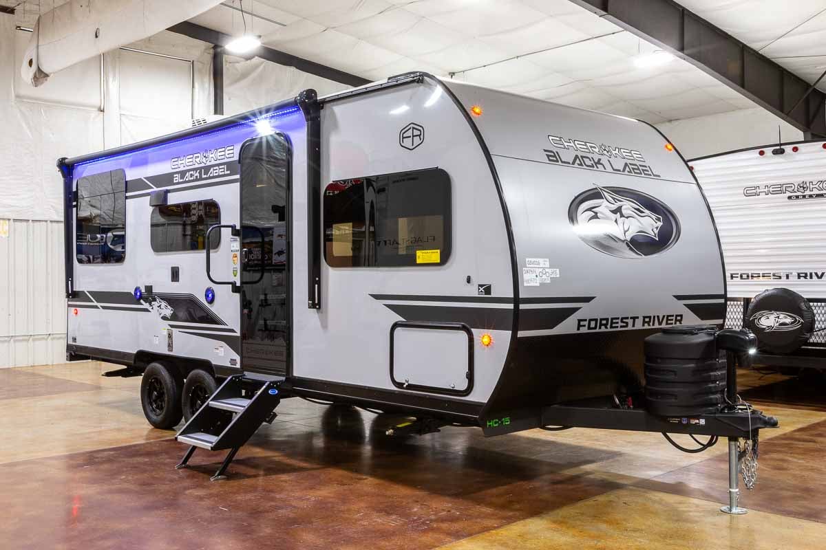 2027 Forest River Cherokee Grey Wolf Black Label 20RDSEBL Couples Travel Trailer Enterior Image