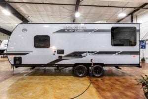 2027 Forest River Cherokee Grey Wolf Black Label 20RDSEBL Couples Travel Trailer Exterior Image