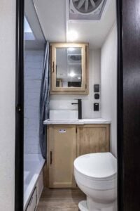 2027 Forest River Cherokee Grey Wolf Black Label 20RDSEBL Couples Travel Trailer Interior Image