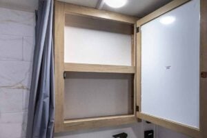 2027 Forest River Cherokee Grey Wolf Black Label 20RDSEBL Couples Travel Trailer Interior Image